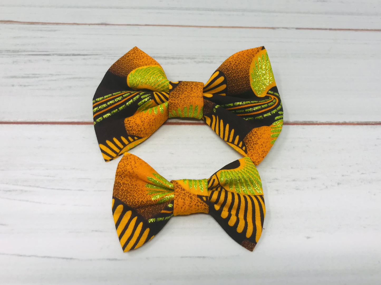 Brown African Kente Print Hair Bow