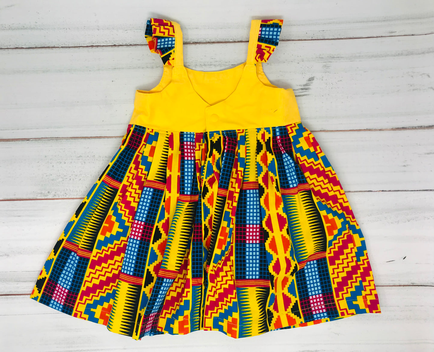 Yellow Ayah Summer Dress/African Print Girl Dress