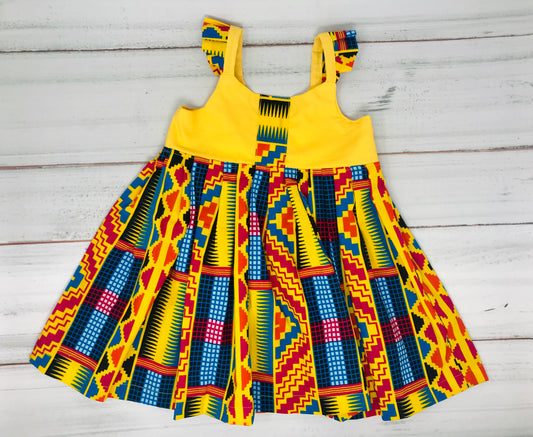 Yellow Ayah Summer Dress/African Print Girl Dress