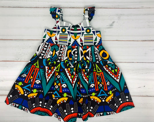 White Ayah Summer Dress/African Print Girl Dress