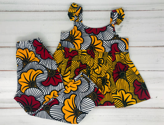 Floral African Print Girl Pants Set