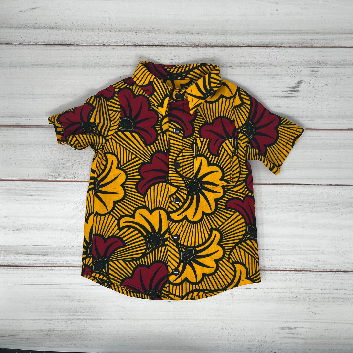 Yellow floral African print Dress shirt