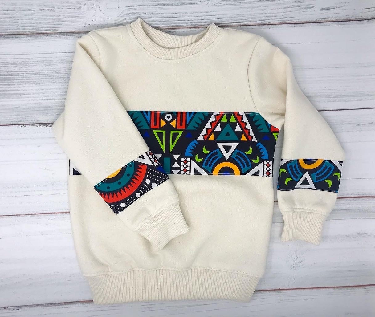 White African Print Kente Crewneck