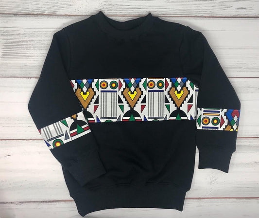 Black African Print Kente Crewneck