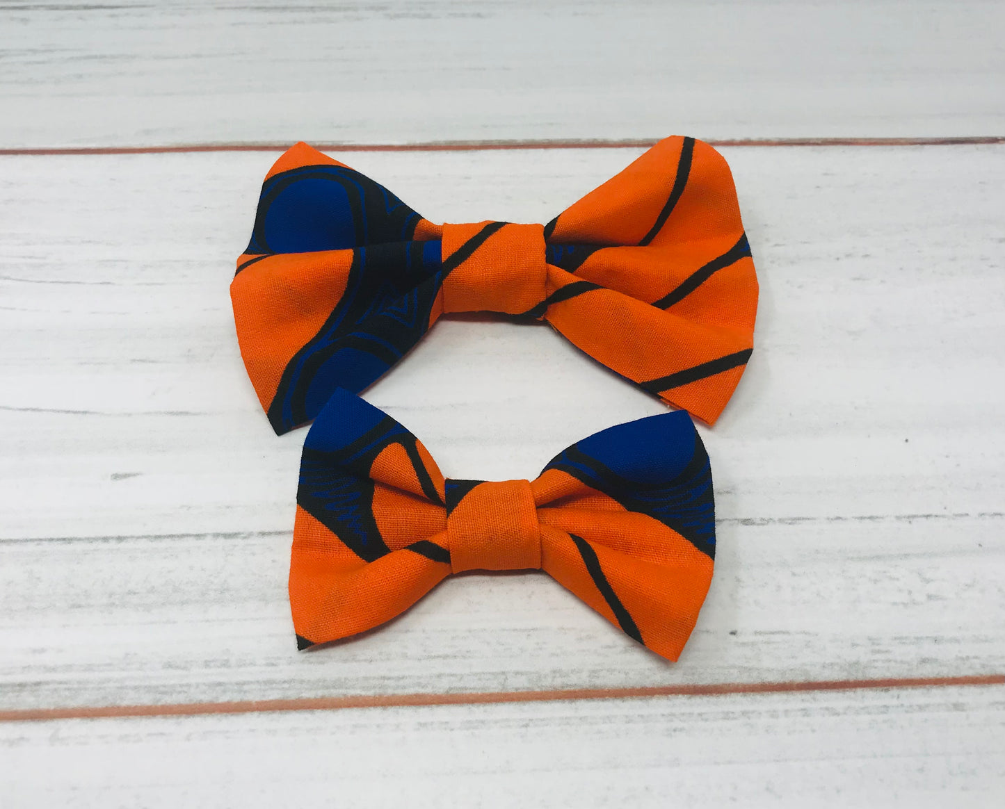 Orange African Kente Print Hair Bow