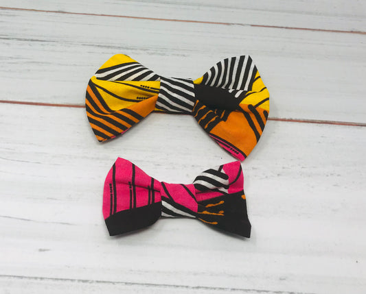 Pink / Yellow African Kente Print Hair Bow