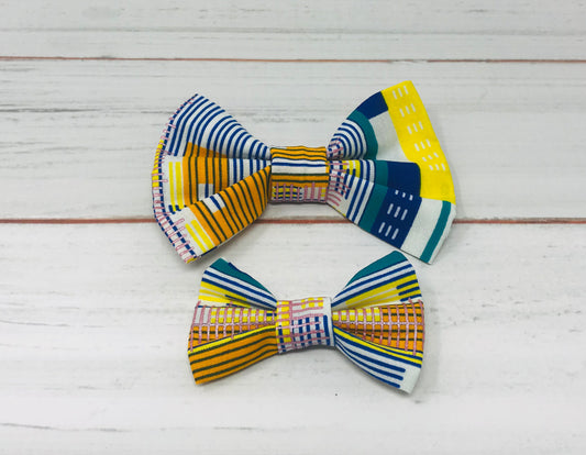 Rose Gold African Kente Print Hair Bow