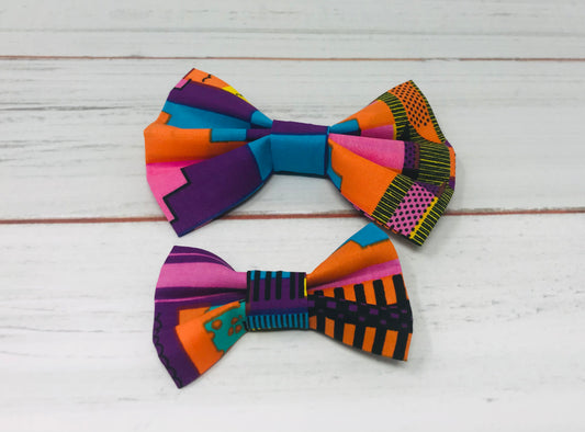 Pink African Kente Print Hair Bow