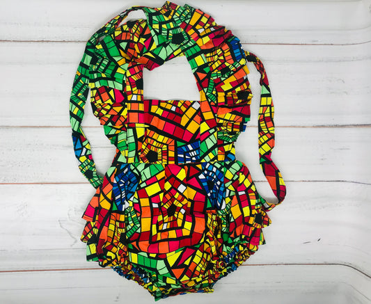 Multi-Color African Print Ankara Baby Romper