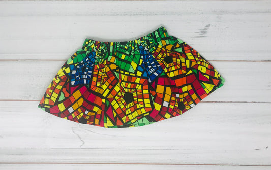 Multi-Color African Print Kente Skirt