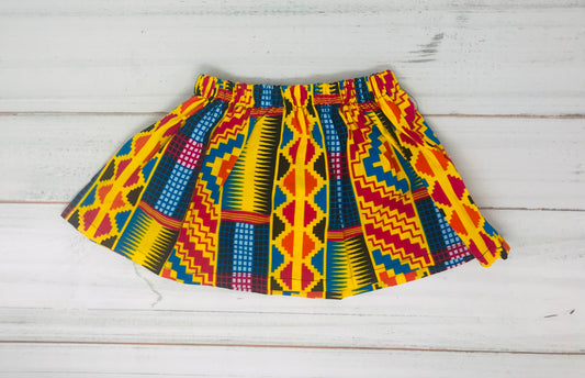 Red/Yellow African Print Kente Skirt