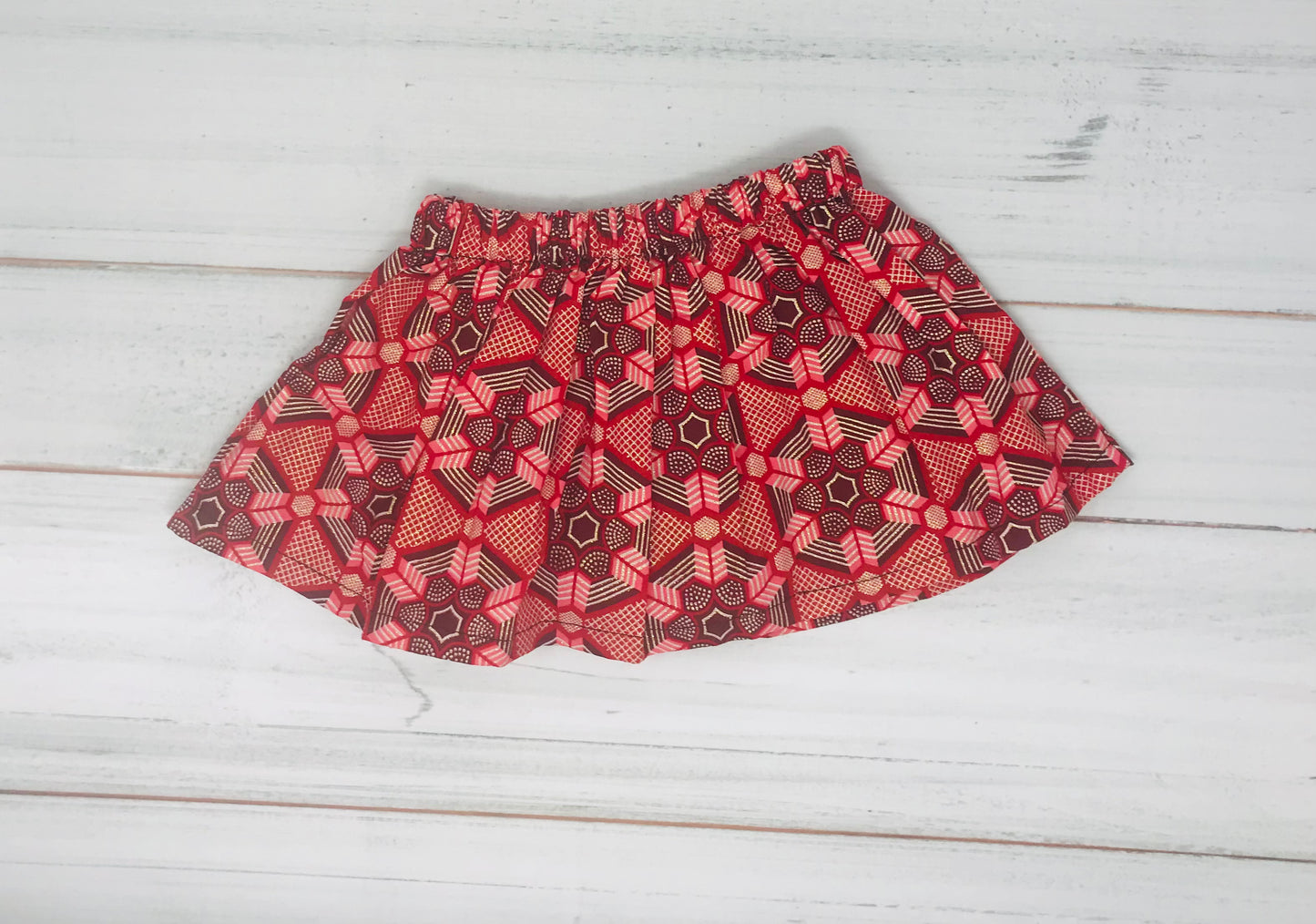 Pink/Red African Print Kente Skirt